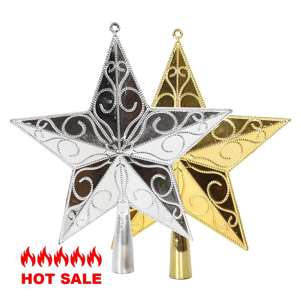 Party Star Tree Top Decor Shimmer PVC Golden/Silver Xmas Festival Ornament Prop