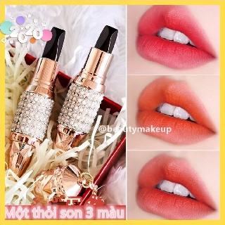 Son lì👄TẶNG KHẨU TRANG VẢI  2 LỚP KHÁNG KHUẨN👄Son 3 màu Kim Cương AGAG dưỡng ẩm siêu lì