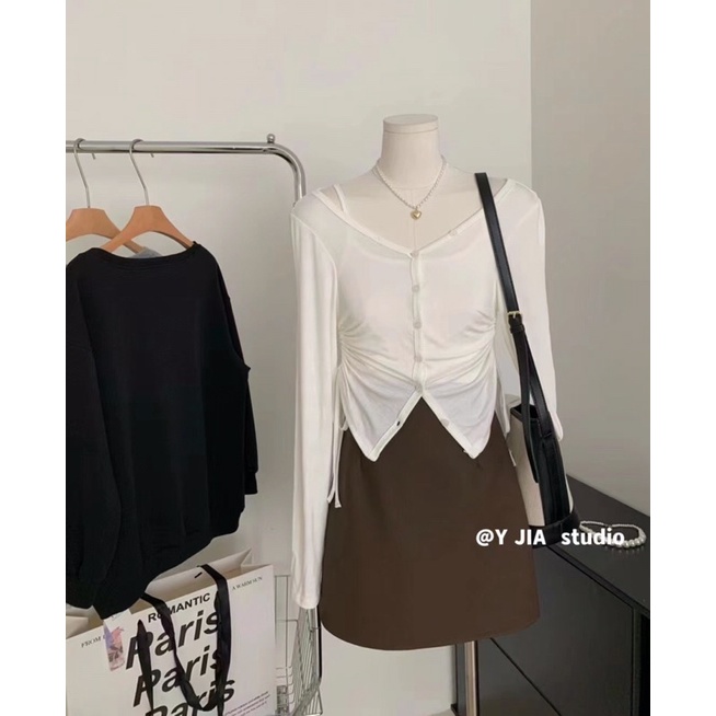 ( Ảnh thật ) 2260 set áo cardigan dây rút và áo dây