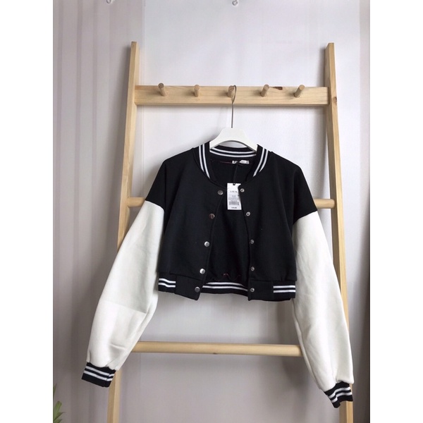 Áo Khoác  BomBer Croptop Chất Nỉ Tàu Siêu Đẹp Hàng Bao Shop Chuẩn Ảnh