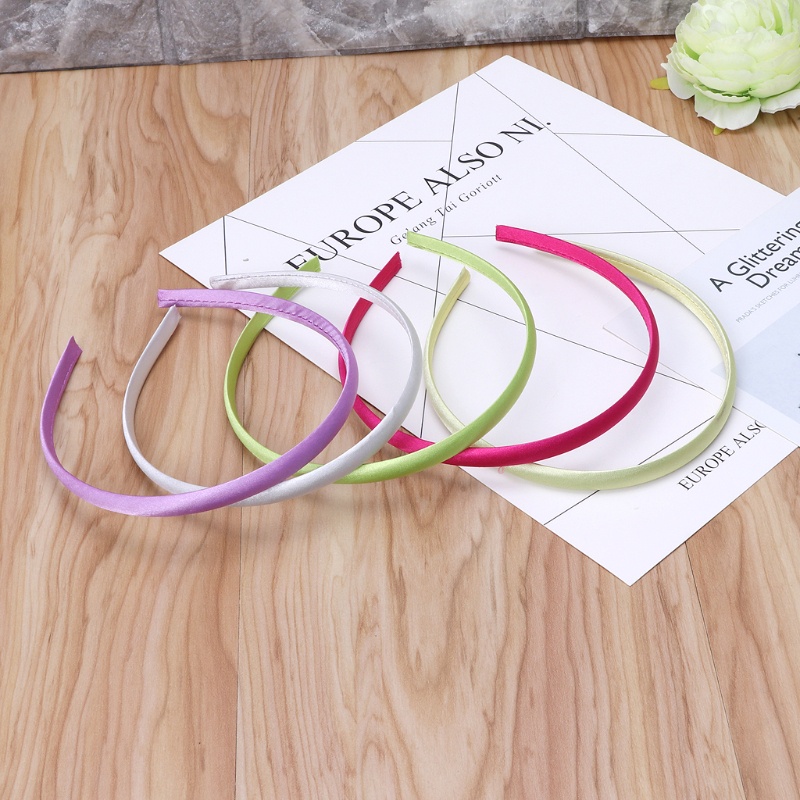 Set 10 Băng Đô Vải Satin Màu Trơn Thoáng Khí Thời Trang Cho Bé