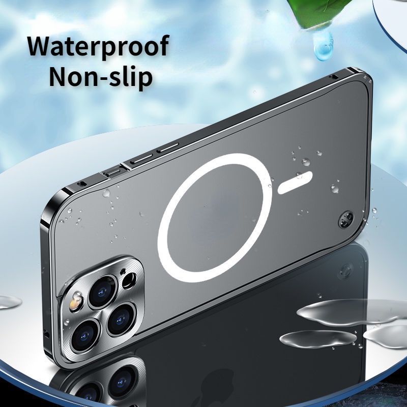 Ốp Điện Thoại Cứng Viền Kim Loại Nhôm Mặt Nhám Trong Suốt Cho IPhone 13 Pro Max 12 Pro Max 13 Pro 12 Pro