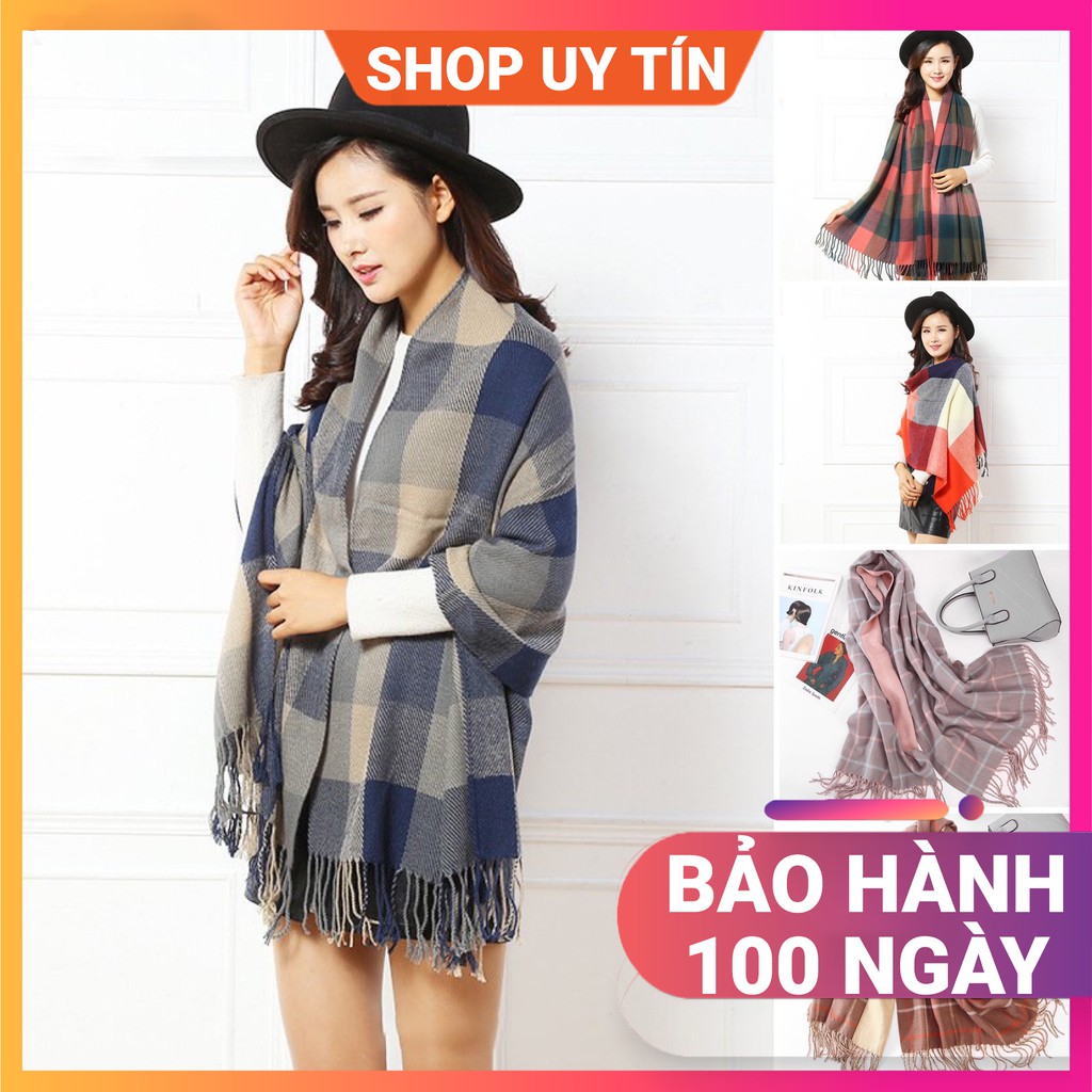 [NowShip - Giao Ngay] Khăn Quàng Cổ Len Cashmere Nữ - Khăn Choàng Giữ Ấm, Đi Biển Đẹp Màu (Vàng, Nâu, Be, Đen, Đỏ, Đen