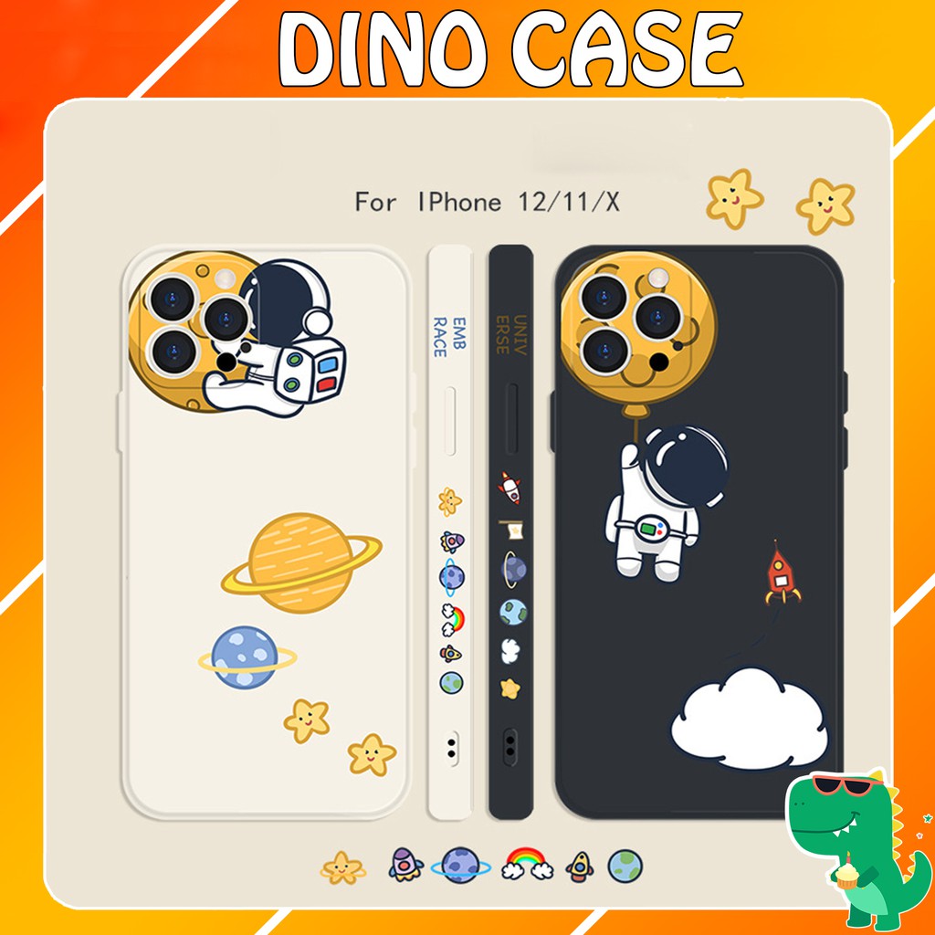 Ốp lưng iphone cạnh vuông in hình viền Space Astronaut 7plus/8plus/x/xs/11/11promax/12/12promax - DT08 Dino Case