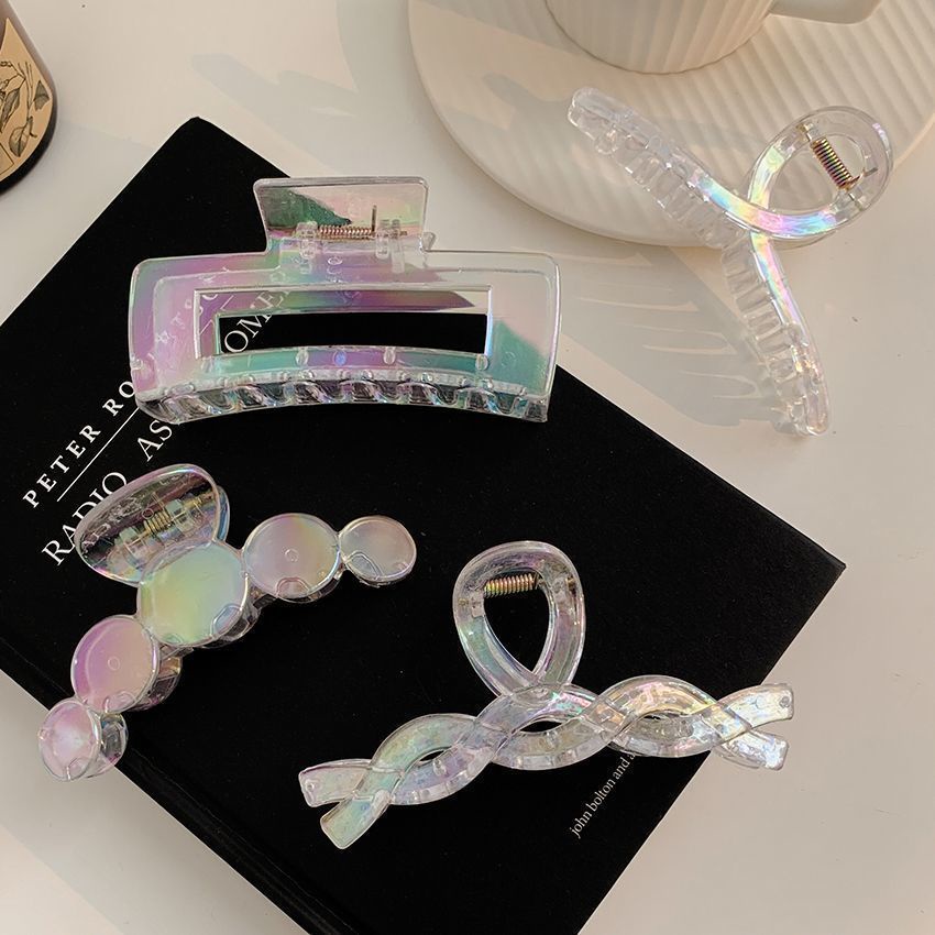 Kẹp Tóc Càng Cua Bằng Acrylic Trong Suốt Nhiều Màu Kiểu Hàn Quốc Thời Trang Cho Nữ Vintage Laser Mermaid color Cross Hair Claw
