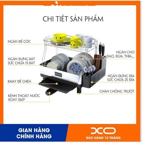 Giá Úp Bát Đĩa Sinoart Thông Minh KT 465 x 348 x 423 mm