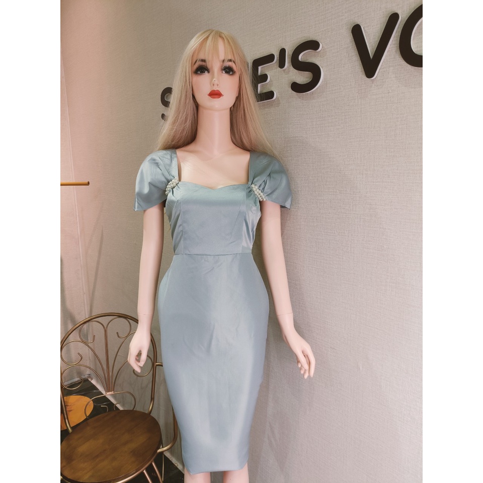 Váy đầm dáng dài ôm body cổ cúp vuông tay cánh tiên công sở đi tiệc hotgirl sexy đẹp bigsize bút chì