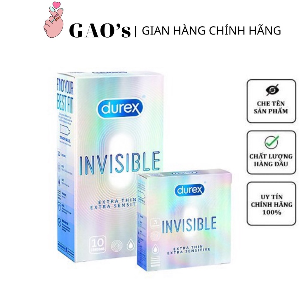 Combo 2 Hộp Bao Cao Su Siêu Mỏng Durex Invisible gấp đôi lượng gel - Mua 2H 10 bao + tặng 1H 3 bao