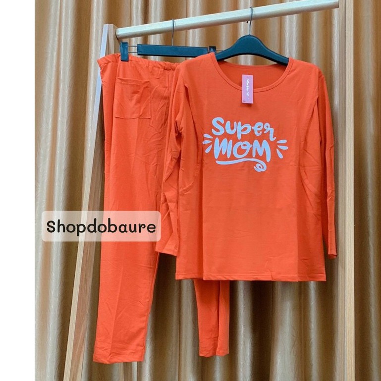 Bộ bầu và sau sinh Dài Tay Supper Mom, vén cho con bú Thu Đông, chất cotton mềm mịn siêu thấm hút mồ hôi - 𝐁𝐃𝟑𝟏