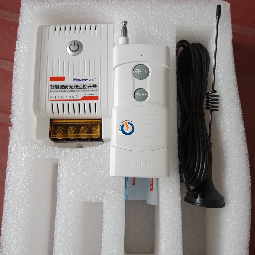 HT-9380KG-2 Công tắc Honest điều khiển từ xa 1-2Km 10A/380V, có Học Lệnh Remote