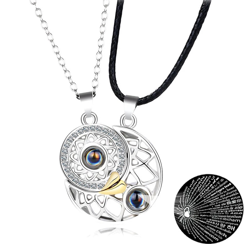 Vòng cổ 100 ngôn ngữ I Love You Sun Moon Guardian thời trang