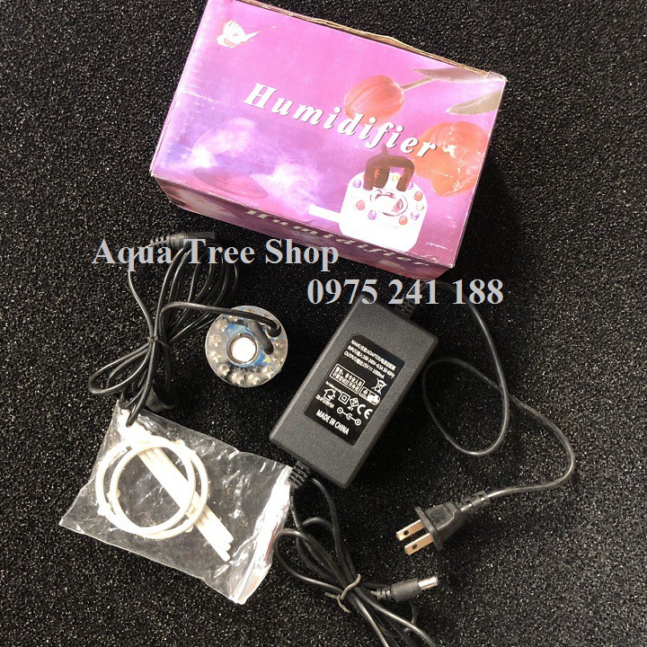 Máy tạo khói kèm đèn 12 led đổi màu và adapter đổi nguồn