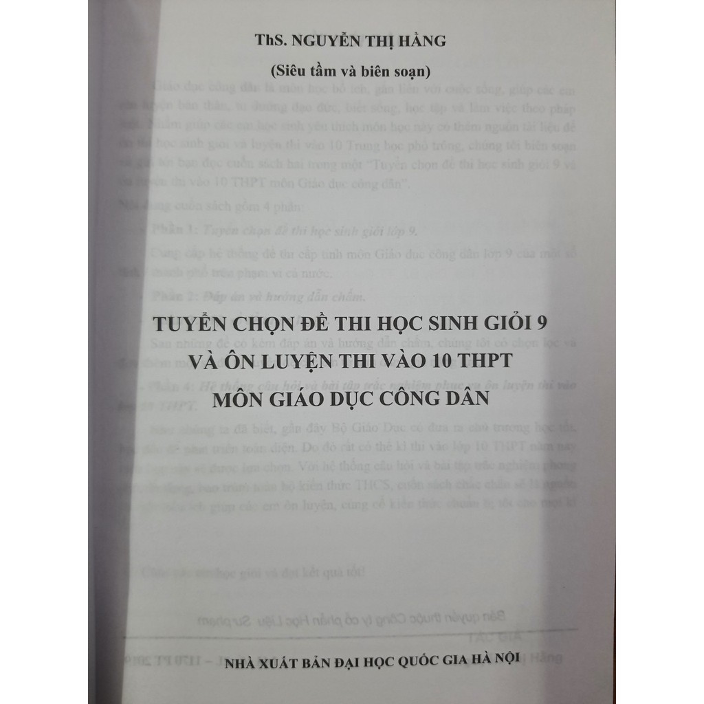 Sách - Tuyển chọn đề thi học sinh giỏi 9 và ôn luyện thi vào lớp 10 THPT môn Giáo Dục Công Dân