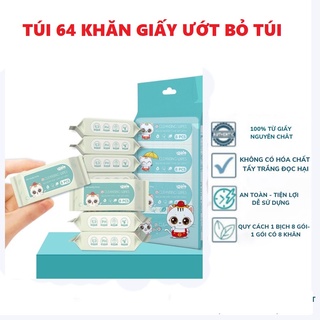 Gói 8 khăn ướt mini, Combo 64 khăn ướt mini, Khăn giấy ướt bỏ túi tiện lợi