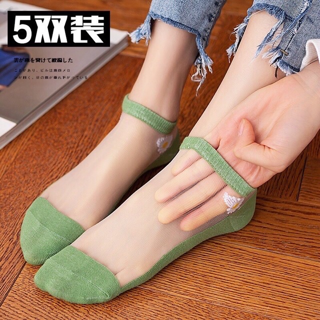 Sét 5 Đôi Tất Ren Hoa Cúc Cao cấp Hót Hít { kho Sỉ }
