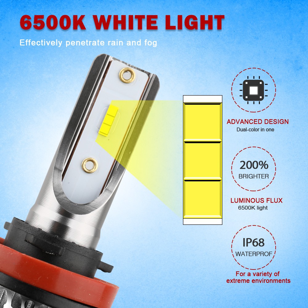UNI-SHINE Bộ 2 Đèn pha LED H4 H7 H1 H3 H27 9005 9006 HB3 HB4 H11 LED 12V cho xe hơi
