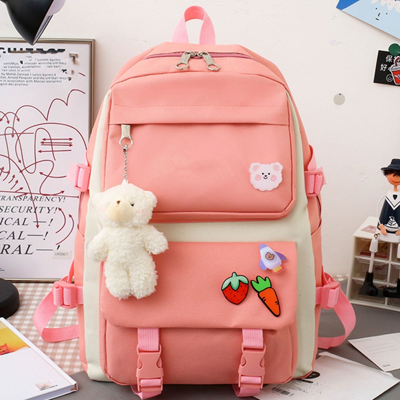 Set 5 Món Gồm Ba Lô + Túi Đeo Vai + Ví Sức Chứa Lớn Cho Tuổi Teen / Nữ