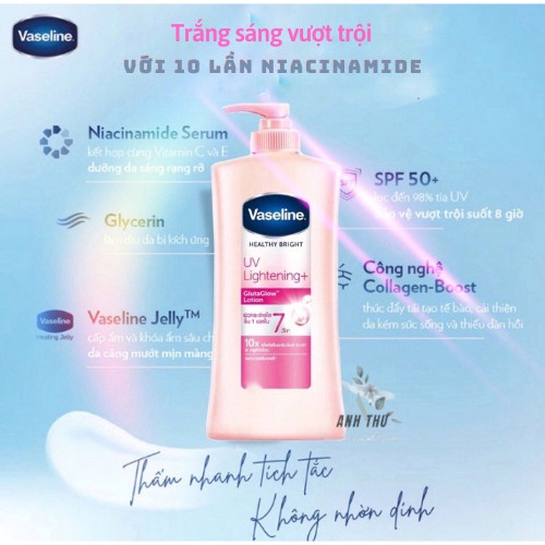 Sữa dưỡng thể trắng da Vaselin/dưỡng da toàn thân/chống nắng Vaseline/sữa dưỡng thể vaseline healthy white uv lightening