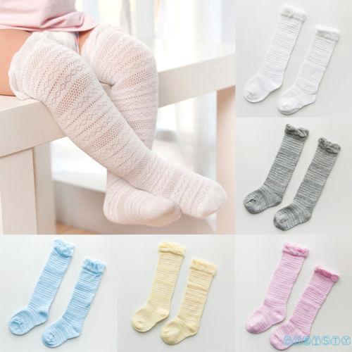Vớ cotton phối ren dài đến đầu gối cho bé gái