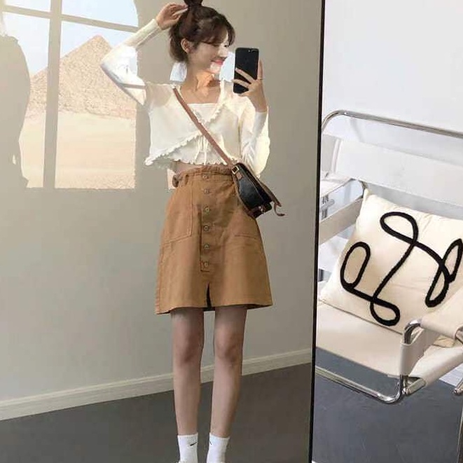 Happy-store ❤️ Áo cardigan croptop tay dài nữ , áo khoác crt ôm body len gân thân 2 lớp màu đen trắng bánh bèo