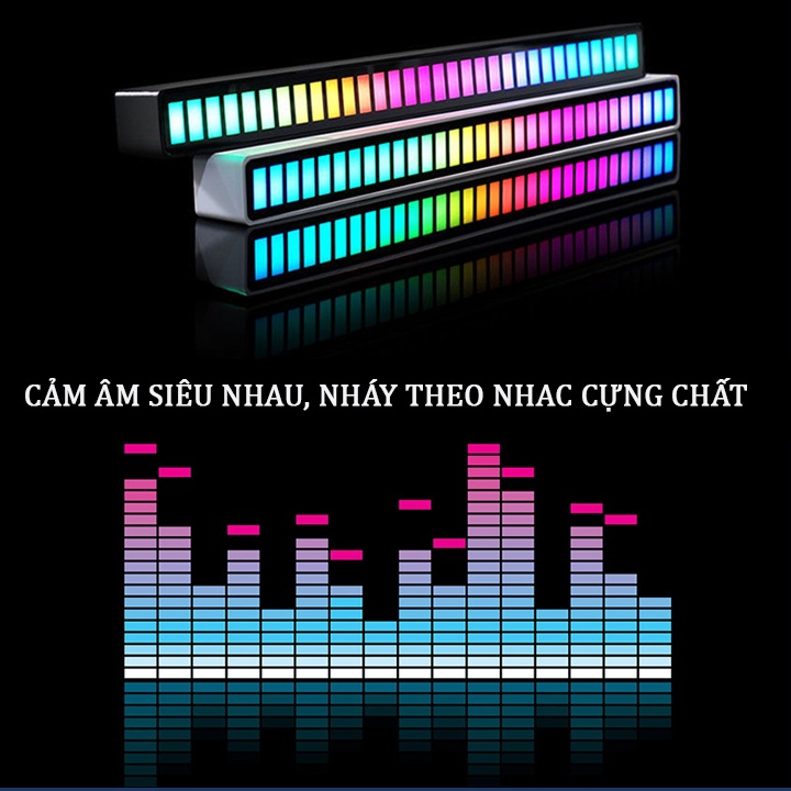 Thanh đèn LED RGB nháy theo nhạc, Đèn TikTok trang trí, decor 16 triệu màu cảm ứng âm thanh siêu nhạy