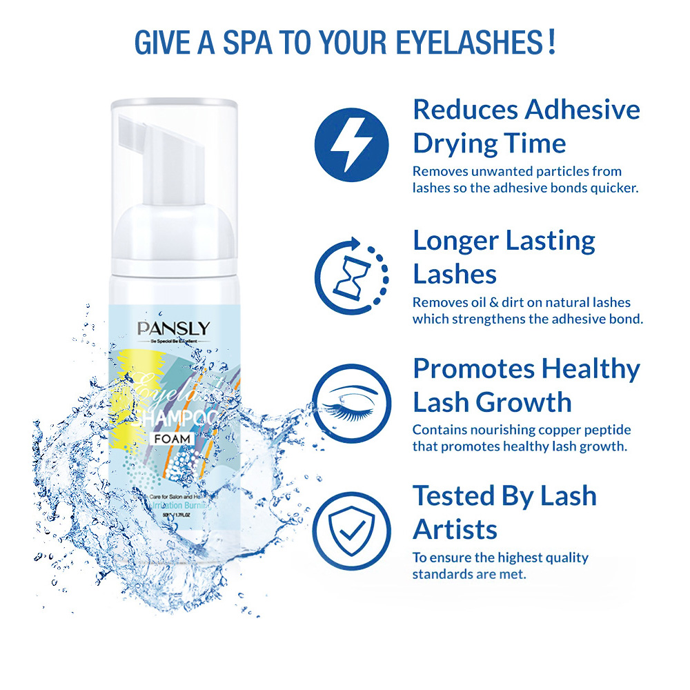 [ready] PANSLY Eyelash Shampoo Moisturizing Makeup Remover Shampoo Eyelash Shampoo 50ml -beauty