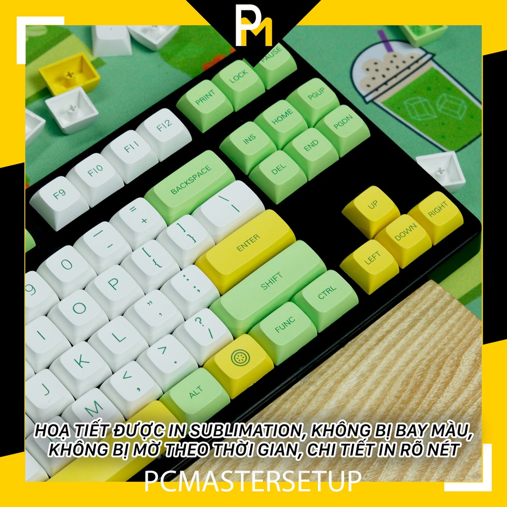 Nút Keycap pbt Banana chuối xanh chiều cao xda 9.5mm dày 1.5mm cho bàn phím cơ của pcmaster