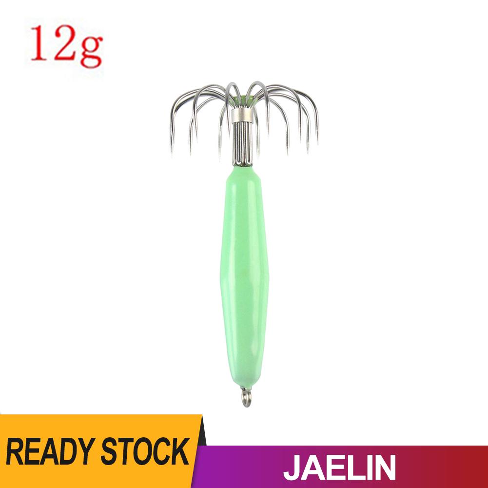 Mồi câu mực màu dạ quang 12 chấu sáng tạo