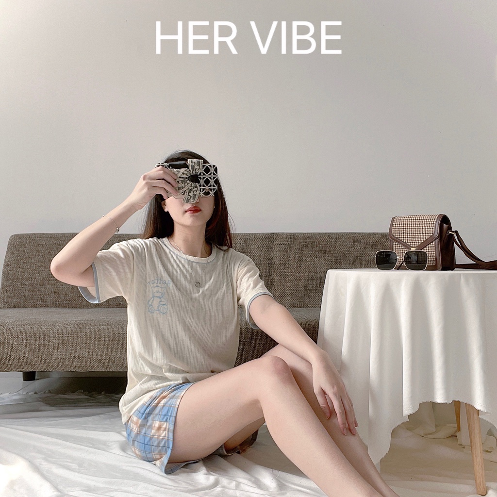 Đồ bộ nữ cộc tay quần cộc mặc nhà set đồ nữ chất liệu cotton cao cấp cho nàng Her Vibe