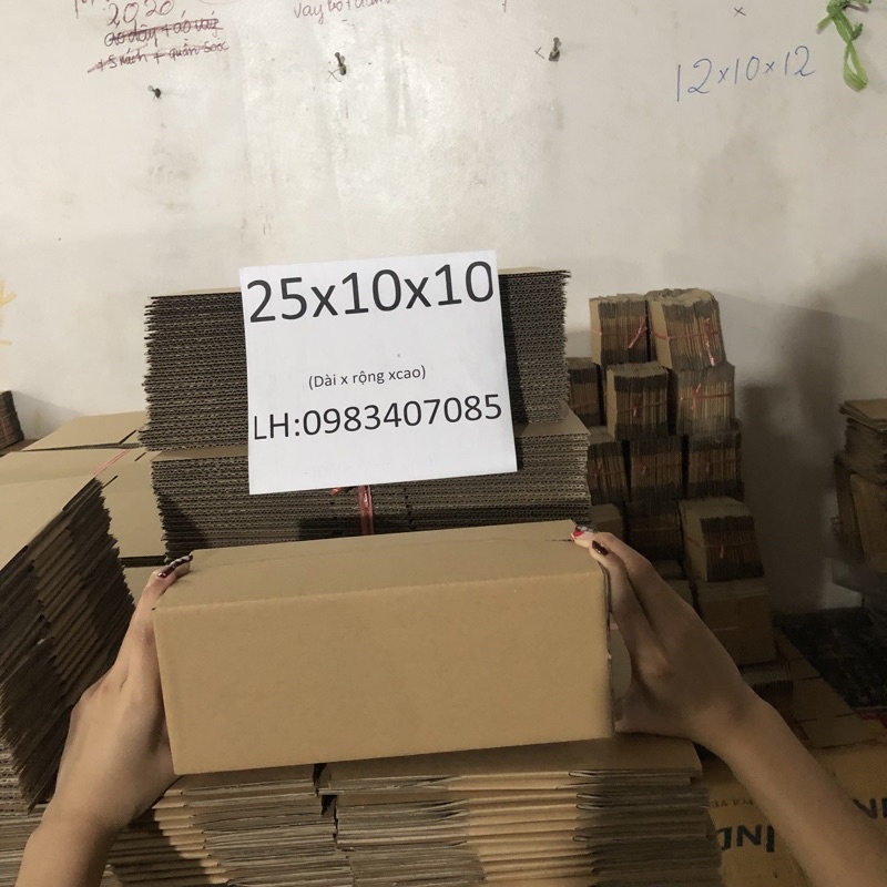 25x10x10 Hộp carton đóng hàng giá xưởng - Combo 20 hộp