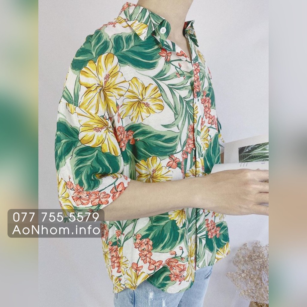 Áo sơ mi đi biển mềm mát - Bông hoa bụt (Đủ size S, M, L, XL, XXL, XXXL, Em Bé, Có Big size trên 100kg)