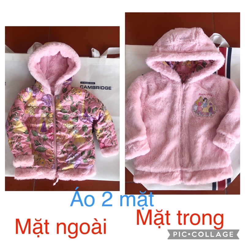 Áo khoác bé gái DN 2-5 tuổi  Áo mặc 2 mặt lớp gió lớp lông xuất dư 1221