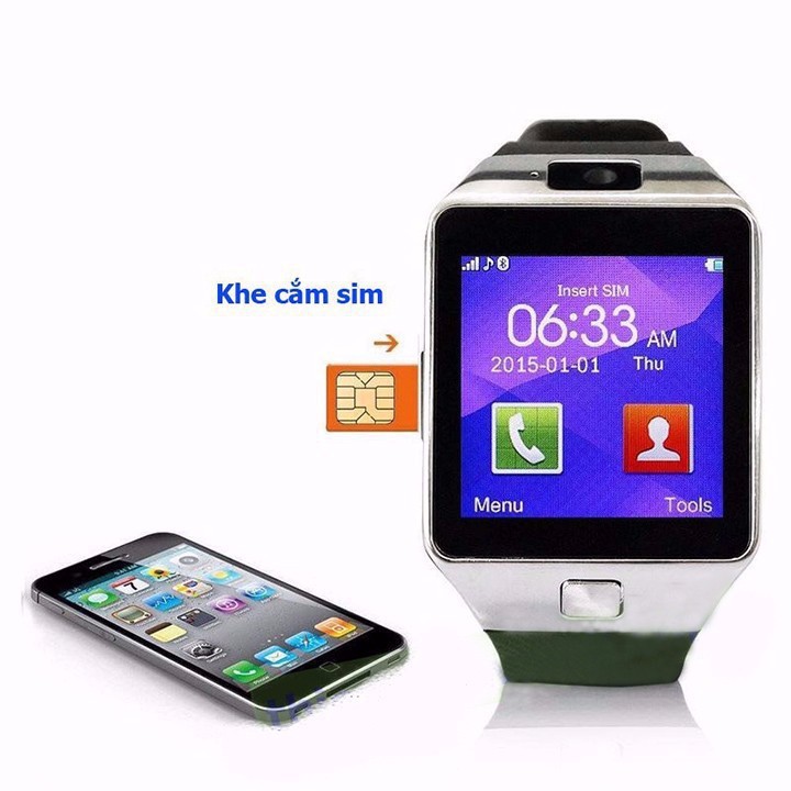 Đồng hồ thông minh Smart Watch Uwatch DZ09 hổ trợ thẻ nhớ thẻ sim