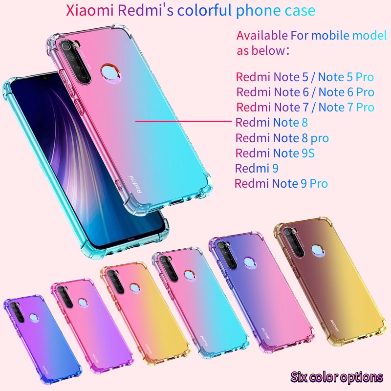 Ốp Điện Thoại Silicon Mềm Gọn Nhẹ Chống Sốc Màu Cầu Vồng Cho Redmi Note 8 7 6 5 Pro Redmi9 Note 9S 9 Pro