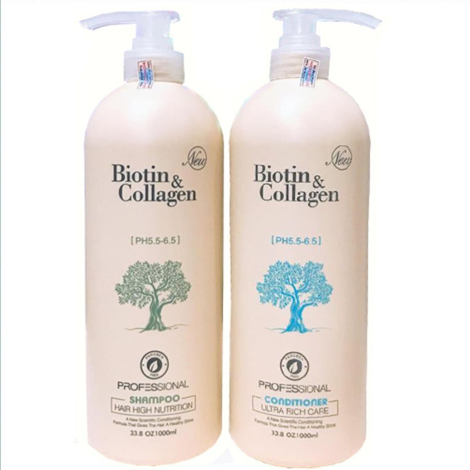 Set dầu gội dầu xả giảm rụng tóc phục hồi tóc khô xơ hư tổn Biotin Collagen