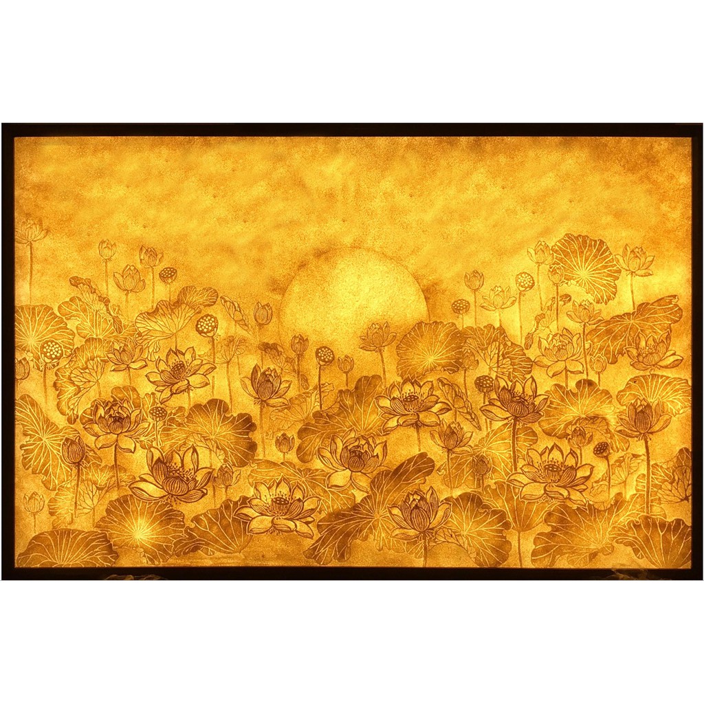 Tranh phòng thờ - họa tiết tranh trúc chỉ kim sa cao cấp -size 60cm x90cm- giá xưởng