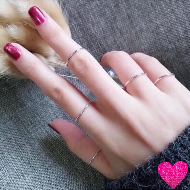 Sét 5 nhẫn tròn trơn mảnh