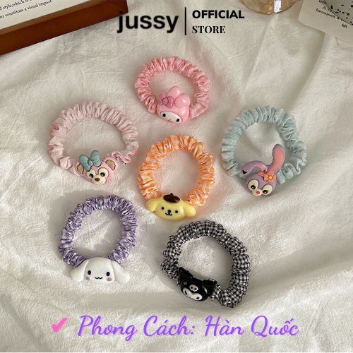 Dây Buộc Tóc Scrunchies Sọc Caro icon Hoạt Hình Dây Cột Tóc Jussy Fashion Thiết Kế Đơn Giản Dễ Thương [1 SỢI]