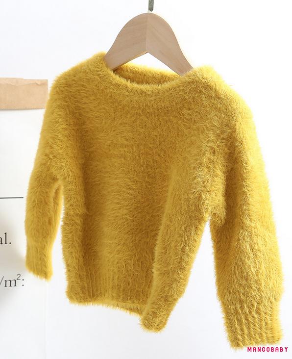 Áo Sweater Tay Dài Màu Trơn Thời Trang Cho Bé Gái