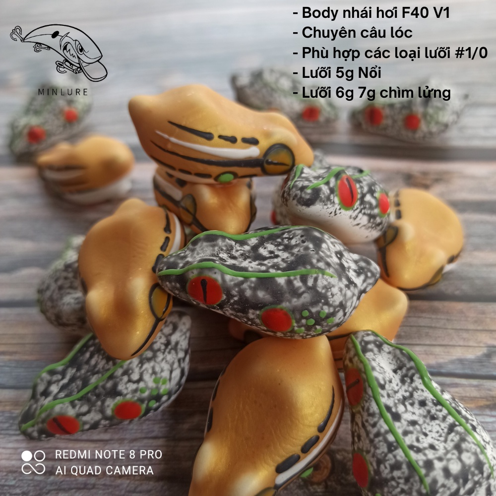 Body nhái hơi Minlure F40 V1 4cm câu lure cá lóc câu lure cá chuối sộp thích hợp lưỡi #1/0 cao su mềm mịn thái lan