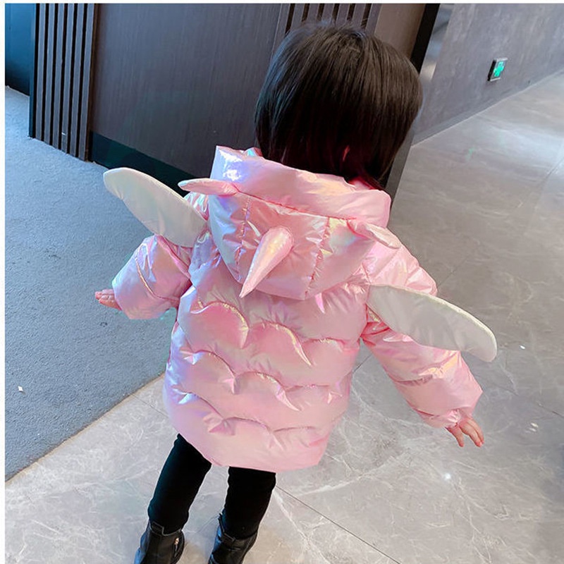 Áo Khoác Phao Đệm Cotton Dày Dặn Nhiều Màu Sắc Hình Kỳ Lân Phong Cách Phương Tây Thời Trang Mùa Đông Hàng Mới 2021 Dành Cho Bé Gái
