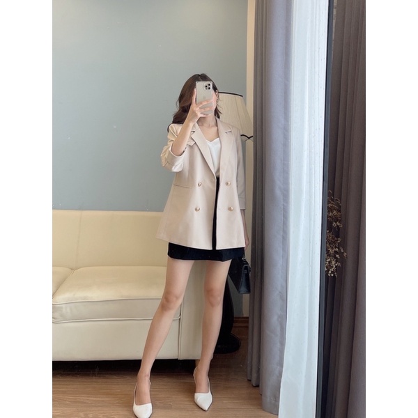 Áo blazer thiết kế nắp túi tam giác 2 lớp