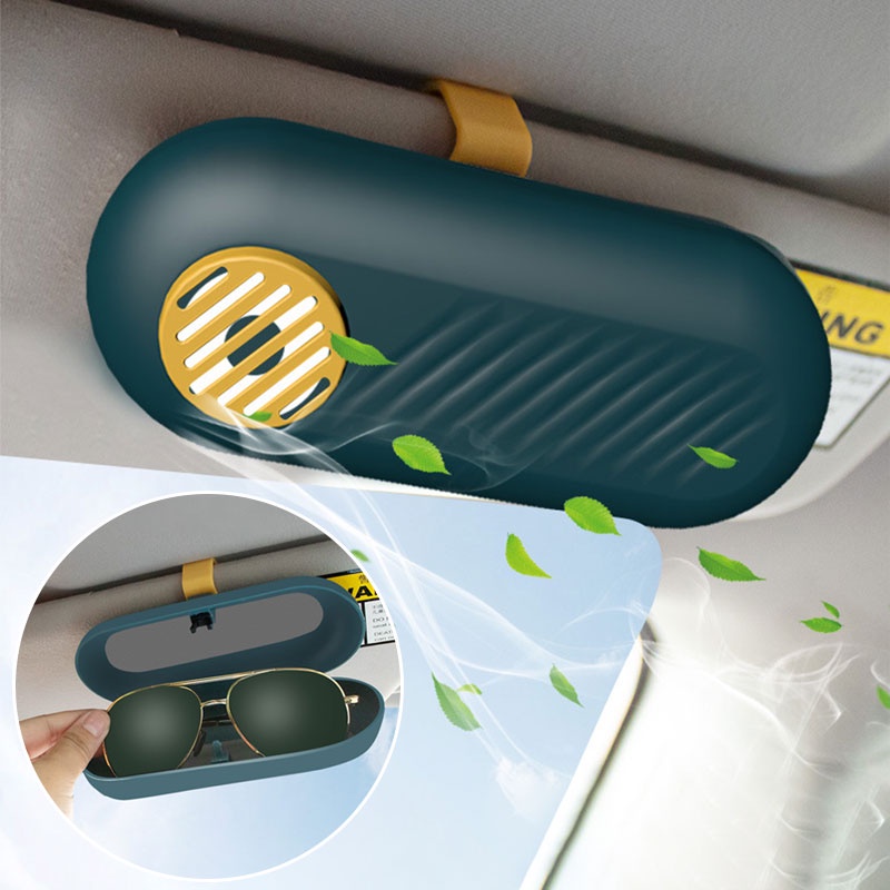 SEAMETAL Hộp Đựng Mắt Kính Bằng Kim Loại Kèm Giá Đỡ Mắt Kính Khuếch Tán Hương Thơm Cho Xe Hơi