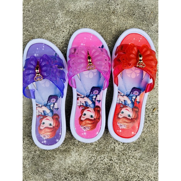 Dép quai ngang đính nơ bướm hình công chúa siêu dễ thương cho bé gái đi chơi/ đi học St798