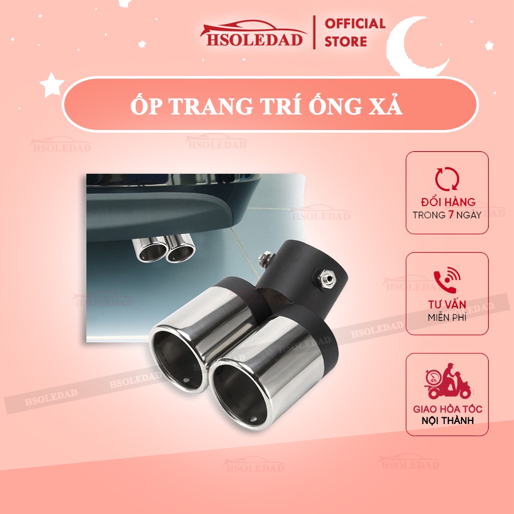 Chụp pô 1 hoặc 2 ống xả, cổ cong trang trí ô tô, kiểu dáng thể thao