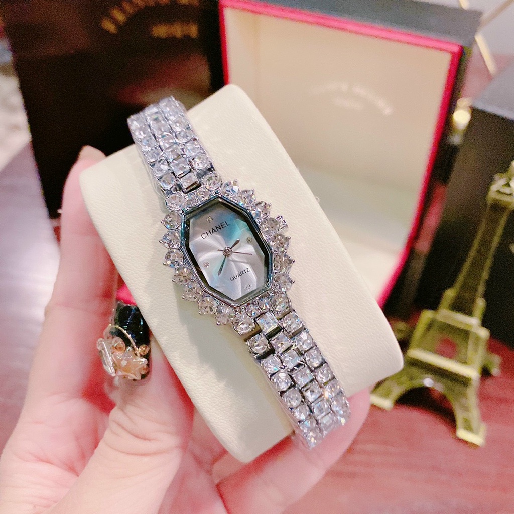 Đồng hồ thời trang nữ CHANEL đeo tay dây thép không gỉ mặt đính đá cao cấp chống nước chống xước | BigBuy360 - bigbuy360.vn