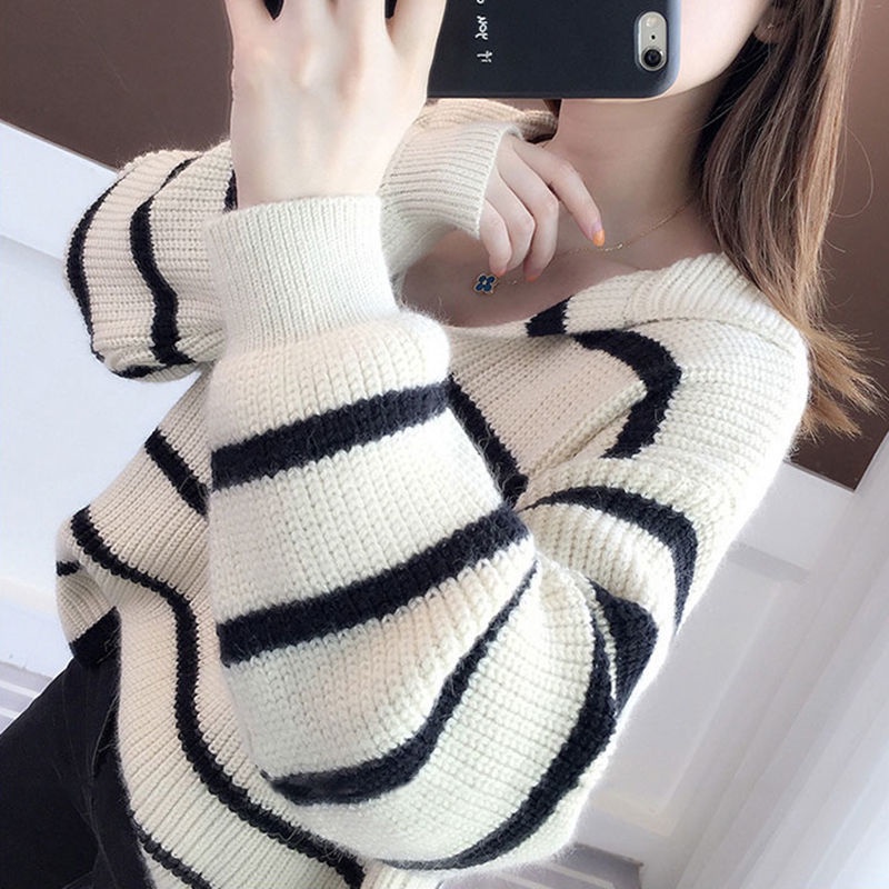 Áo len dài tay cổ tròn thời trang Hàn Quốc dành cho nữ