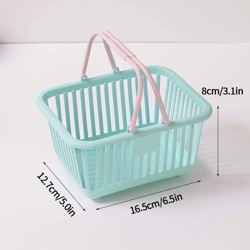 Giỏ nhựa mini có quai xách màu macaron xinh xắn decor