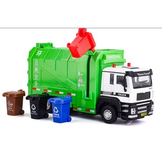 Mô hình xe tải chở rác Jiaye  hợp kim có đèn nhạc kèm thùng rác