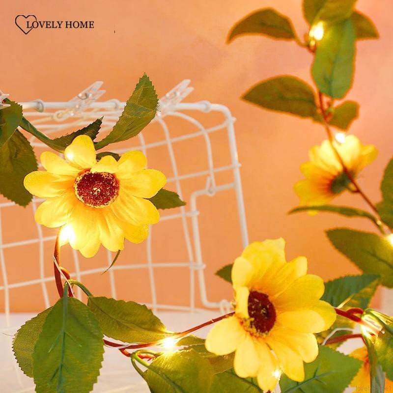 LED Simulation Sunflower Light String Warm White Home Decor Battery Powered